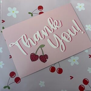 50PC Small Shipping Bundle-25(7.5x10.5) Cherry Poly Mailers + 25 Thank You Cards